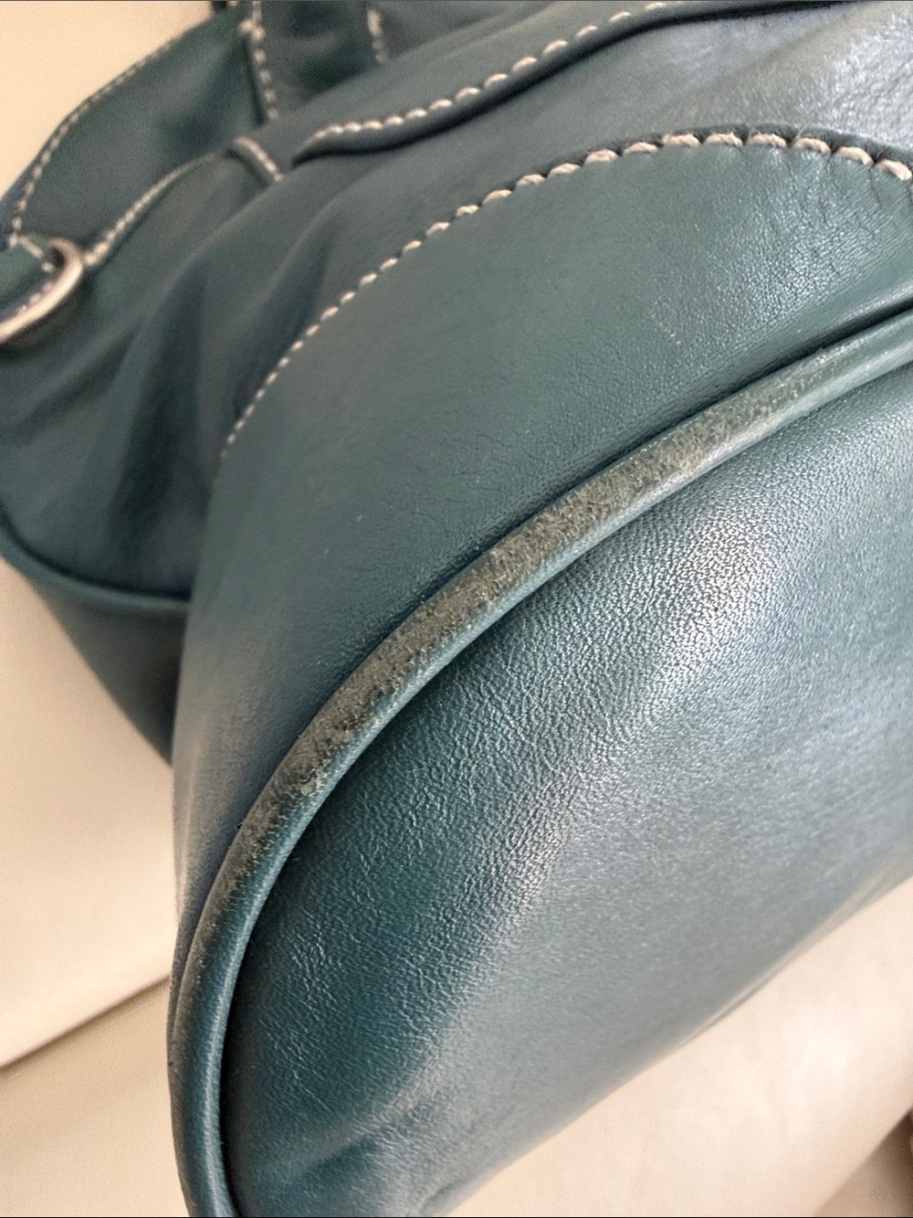 Talbots Beacon Hill domed satchel in a gorgeous teal leather & silver hardware - Picture 11 of 15